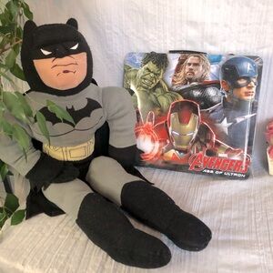 BATMAN & AVENGERS LG stuffed plush toy , arts & crafts carry along travel fun